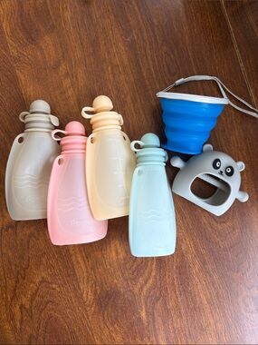 Silicone Squeeze Bottles, Baby Teether, and Toddler Snack Cup